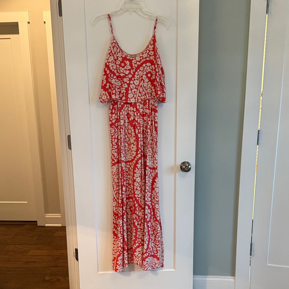 Lucky Brand Red Orange and White Floral Dress